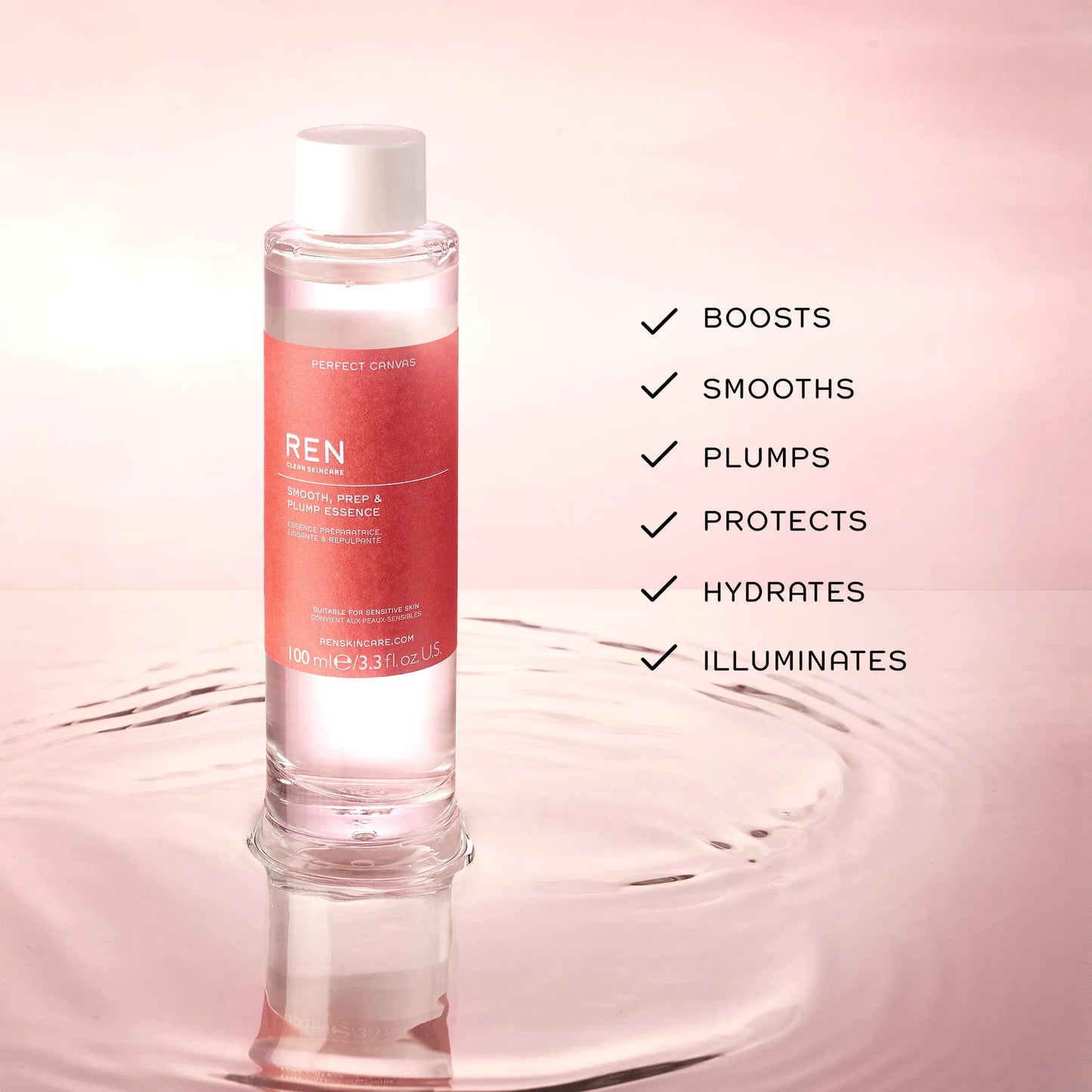 REN Perfect Canvas Smooth, Prep & Plump Essence