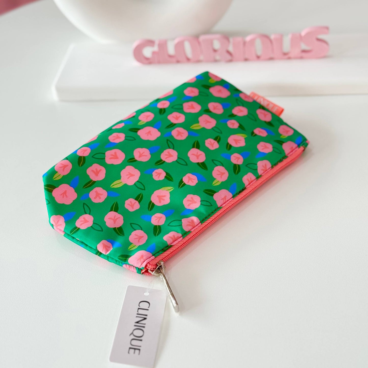 clinique green makeup bag
