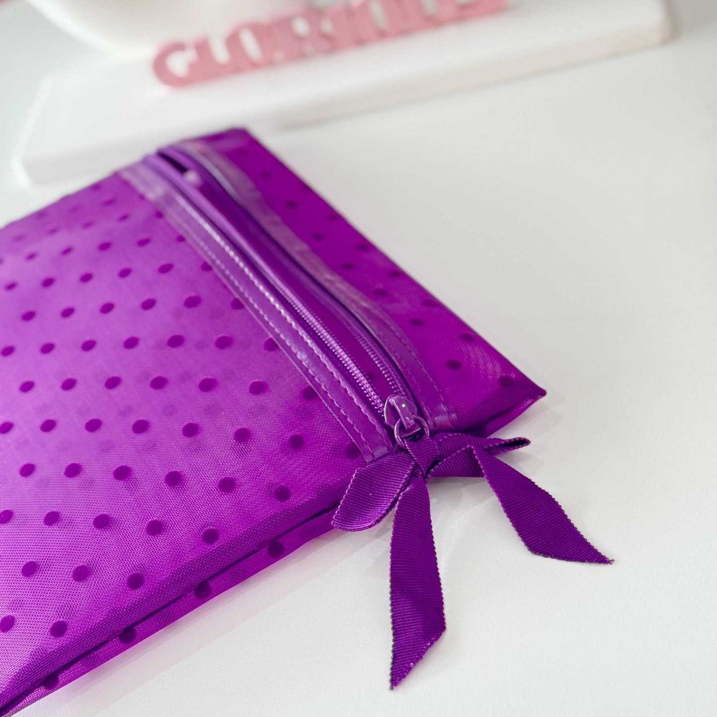 purple spot makeup bag