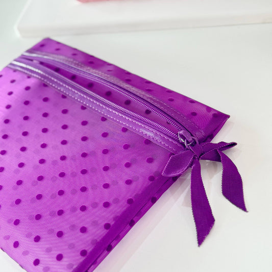 purple spot makeup bag