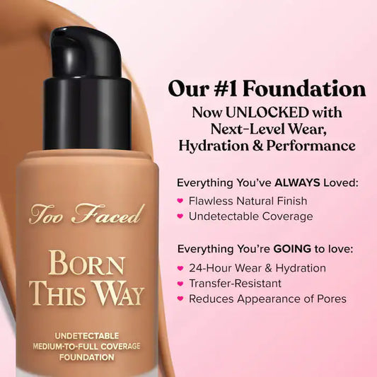too faced Born This Way Undetectable Medium-To-Full Coverage Foundation #warm nude