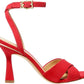 Cara Sandal Heel Suede Leather Bright Red