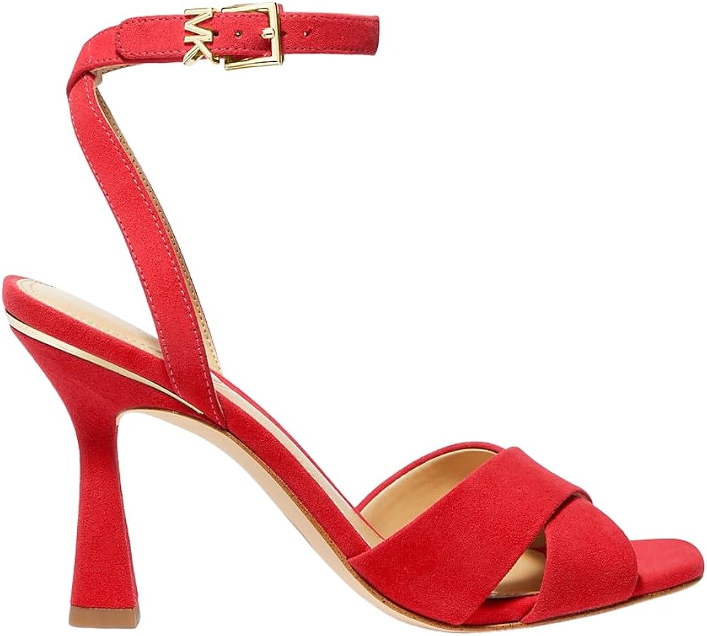 Cara Sandal Heel Suede Leather Bright Red