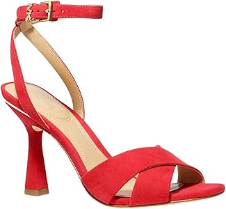 Cara Sandal Heel Suede Leather Bright Red