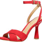 Cara Sandal Heel Suede Leather Bright Red