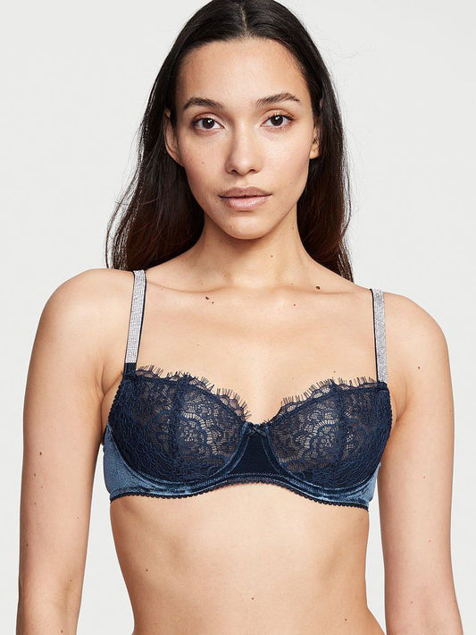 Wicked Unlined Lace & Velvet Shine Strap Balconette Bra (23),(26)