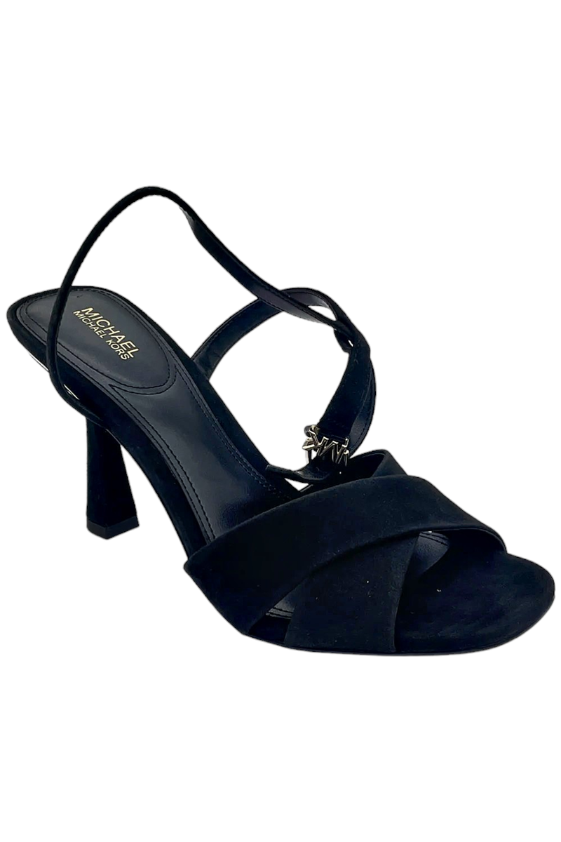 Cara Sandal Heel Suede Leather Black