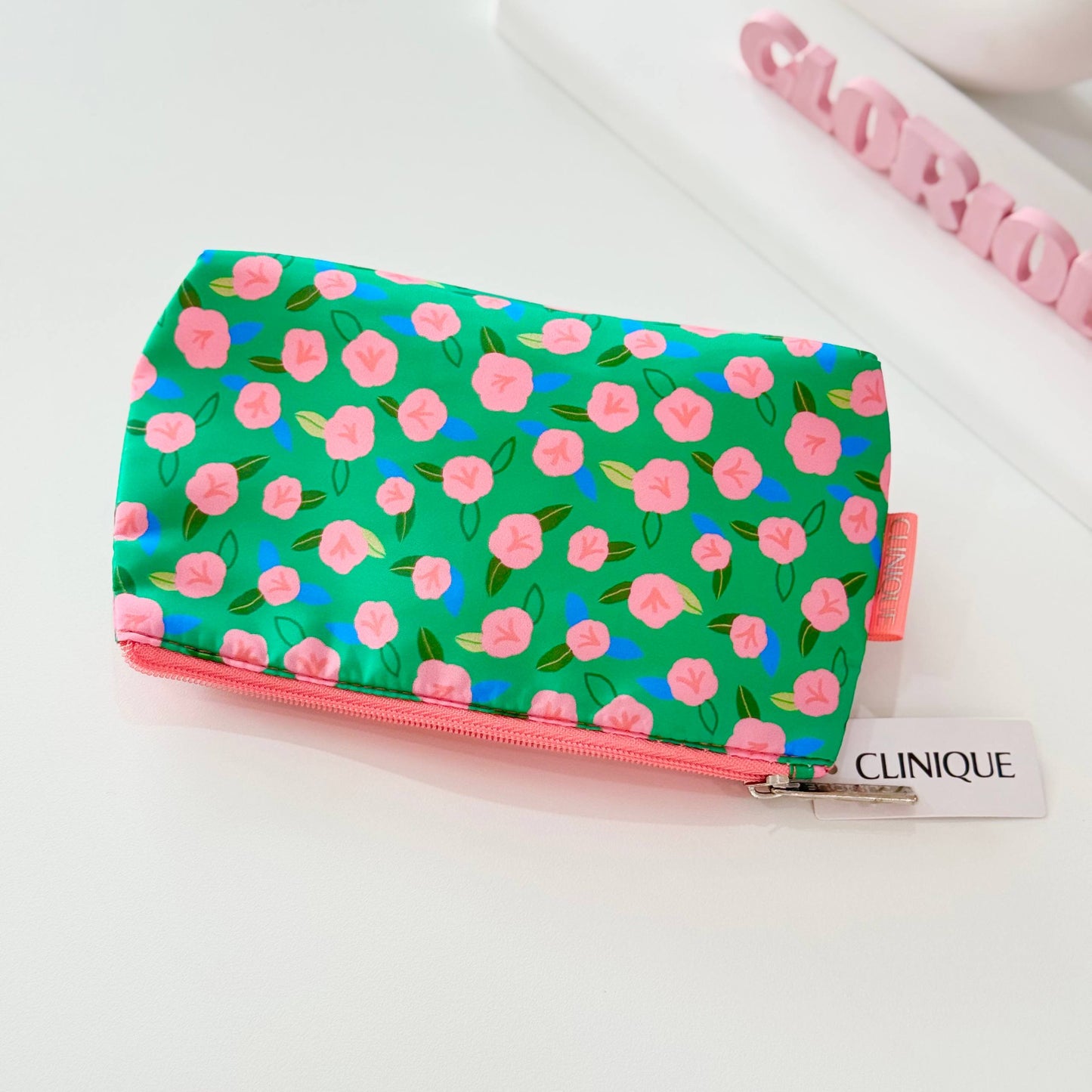 clinique green makeup bag