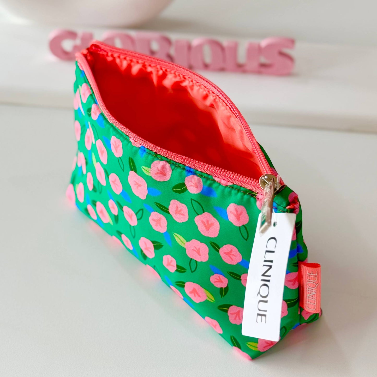 clinique green makeup bag