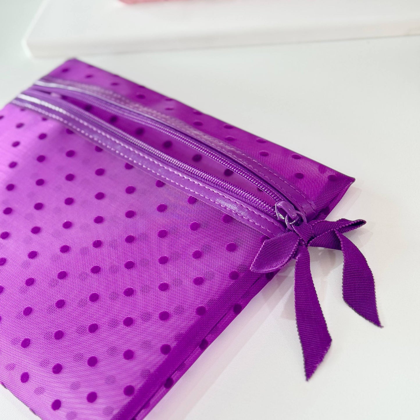 purple spot makeup bag