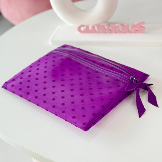 purple spot makeup bag