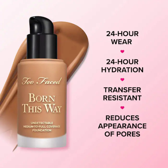 too faced Born This Way Undetectable Medium-To-Full Coverage Foundation #warm nude