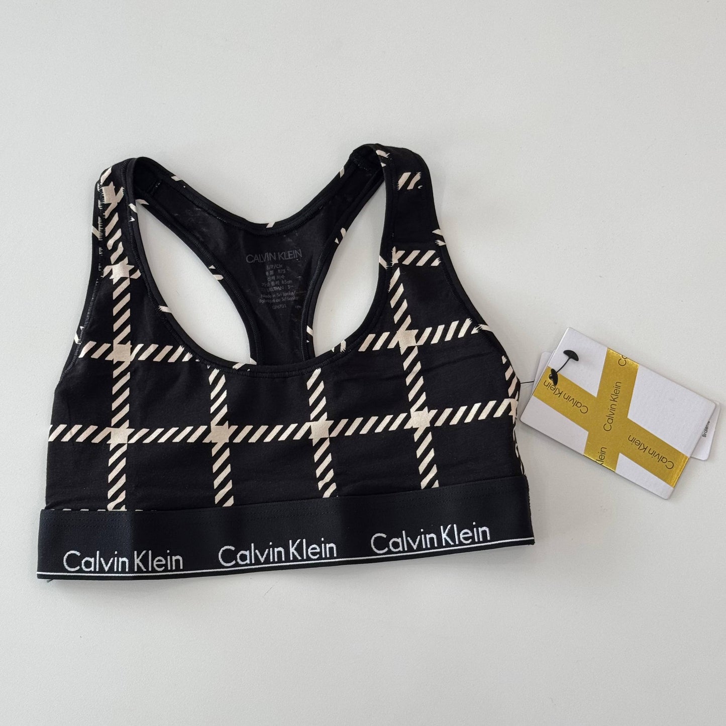 Modern Cotton Windowpane Unlined Bralette(06)