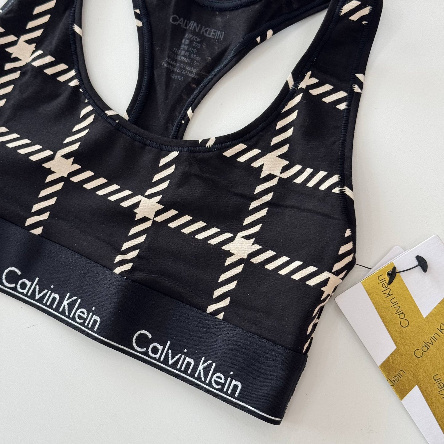 Modern Cotton Windowpane Unlined Bralette(06)