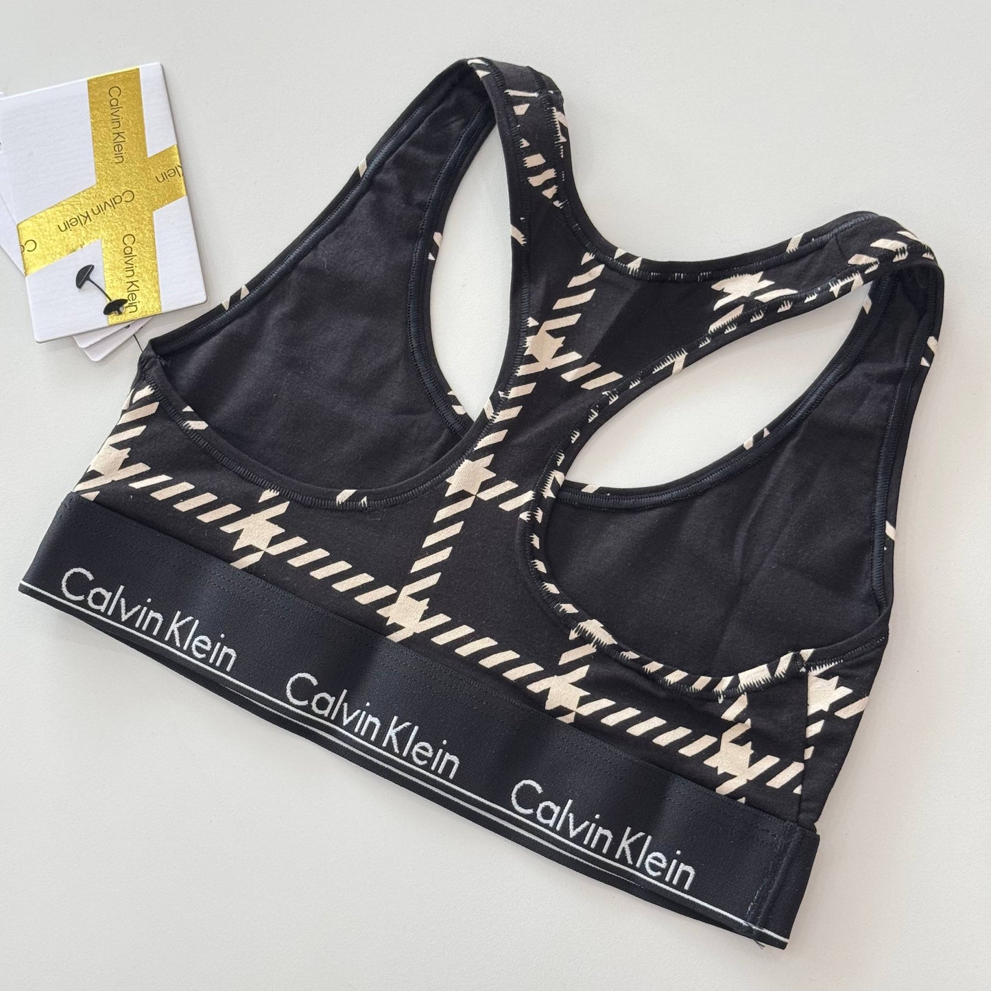 Modern Cotton Windowpane Unlined Bralette(06)