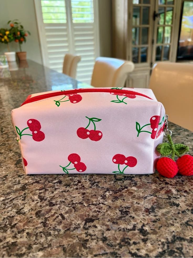 ULTA cherry print pink makeup bag