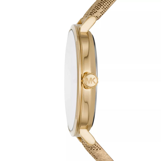 Addyson Three-Hand Metallic Gold PVC Watch #MK2952