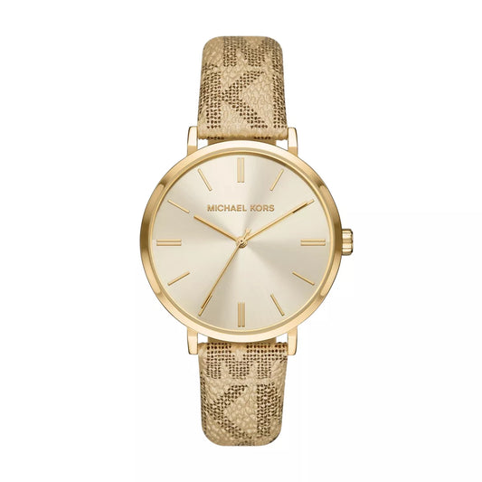 Addyson Three-Hand Metallic Gold PVC Watch #MK2952